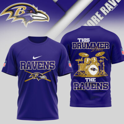 Baltimore Ravens | Premium NFL This Drummer Loves Football 3D Shirt