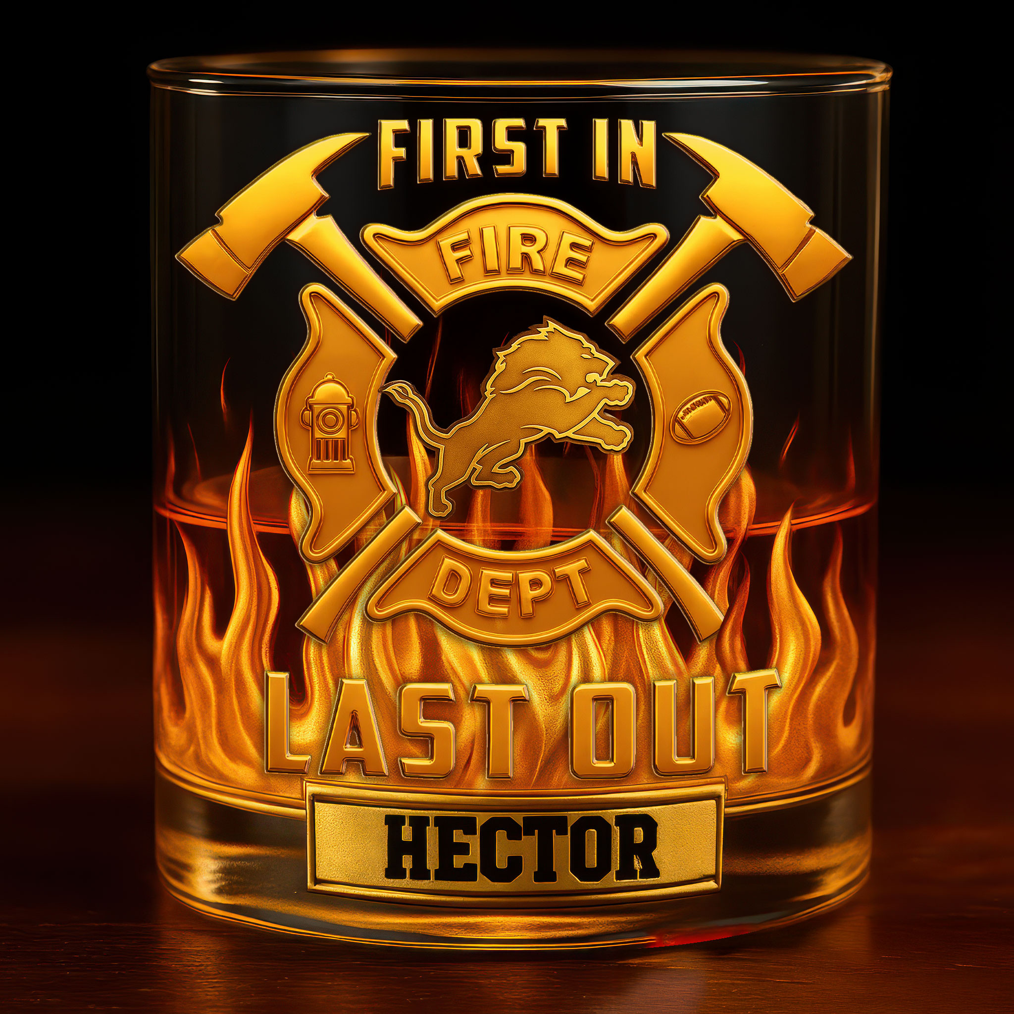 Detroit Lions | Premium NFL First In Last Out Whiskey Glass - Image 2