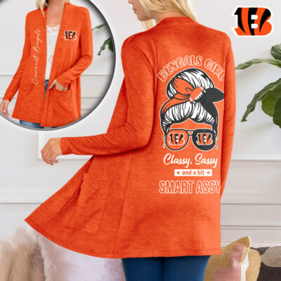 Cincinnati Bengals | Premium NFL Football Girl Women Path Pocket Cardigan