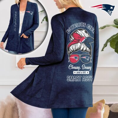 New England Patriots | Premium NFL Football Girl Women Path Pocket Cardigan - S
