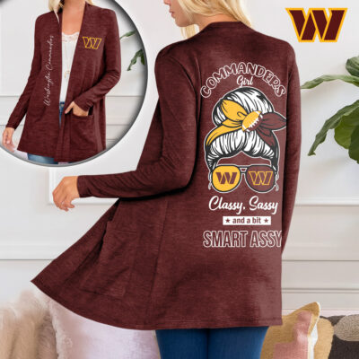 Washington Commanders | Premium NFL Football Girl Women Path Pocket Cardigan - 3XL