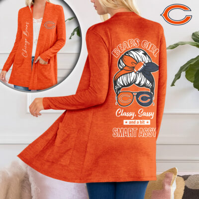 Chicago Bears | Premium NFL Football Girl Women Path Pocket Cardigan - 3XL