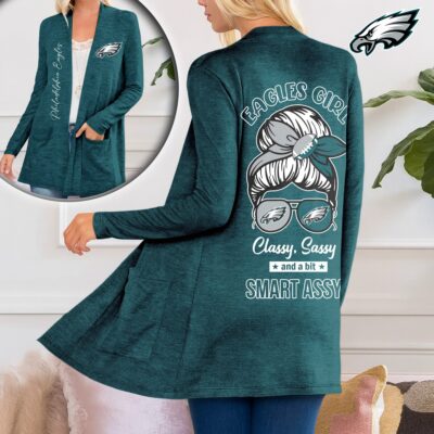 Philadelphia Eagles | Premium NFL Football Girl Women Path Pocket Cardigan