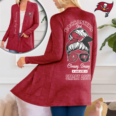 Tampa Bay Buccaneers | Premium NFL Football Girl Women Path Pocket Cardigan