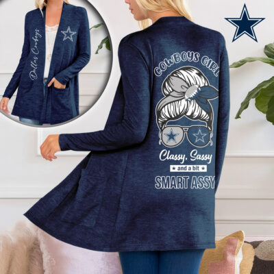 Dallas Cowboys | Premium NFL Football Girl Women Path Pocket Cardigan - S