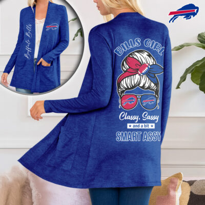 Buffalo Bills | Premium NFL Football Girl Women Path Pocket Cardigan - L