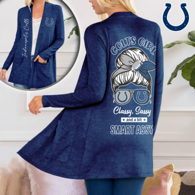 Indianapolis Colts | Premium NFL Football Girl Women Path Pocket Cardigan - XL