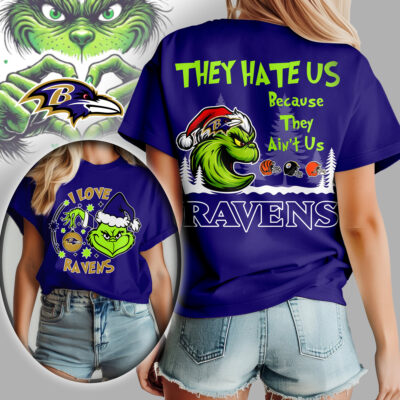 Baltimore Ravens | Premium NFL They Hate Us Grinch Women Shirt