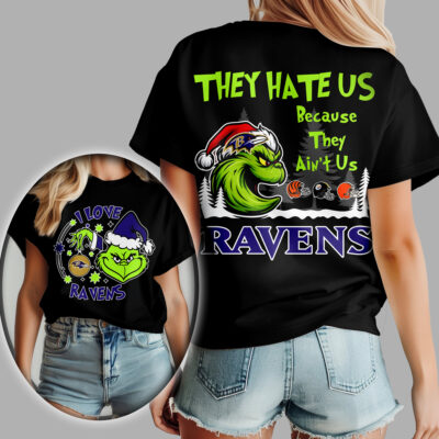 Baltimore Ravens | Premium NFL They Hate Us Grinch Women Shirt