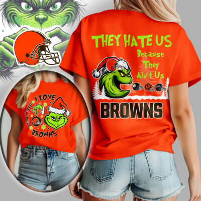 Cleveland Browns | Premium NFL They Hate Us Grinch Women Shirt