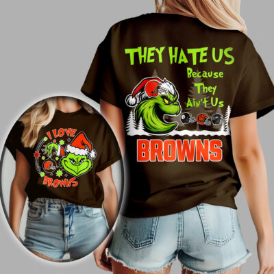 Cleveland Browns | Premium NFL They Hate Us Grinch Women Shirt