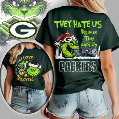 Green Bay Packers | Premium NFL They Hate Us Grinch Women Shirt