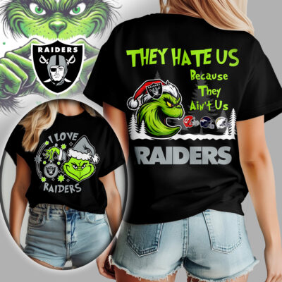 Las Vegas Raiders | Premium NFL They Hate Us Grinch Women Shirt
