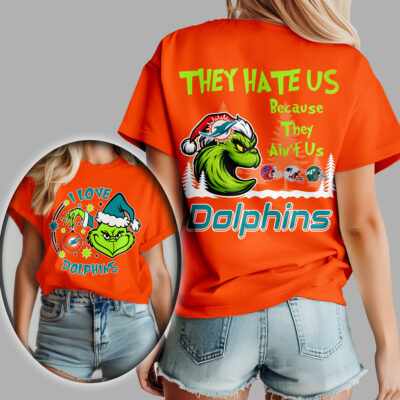 Miami Dolphins | Premium NFL They Hate Us Grinch Women Shirt