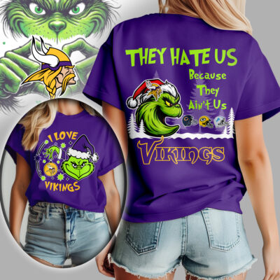 Minnesota Vikings | Premium NFL They Hate Us Grinch Women Shirt