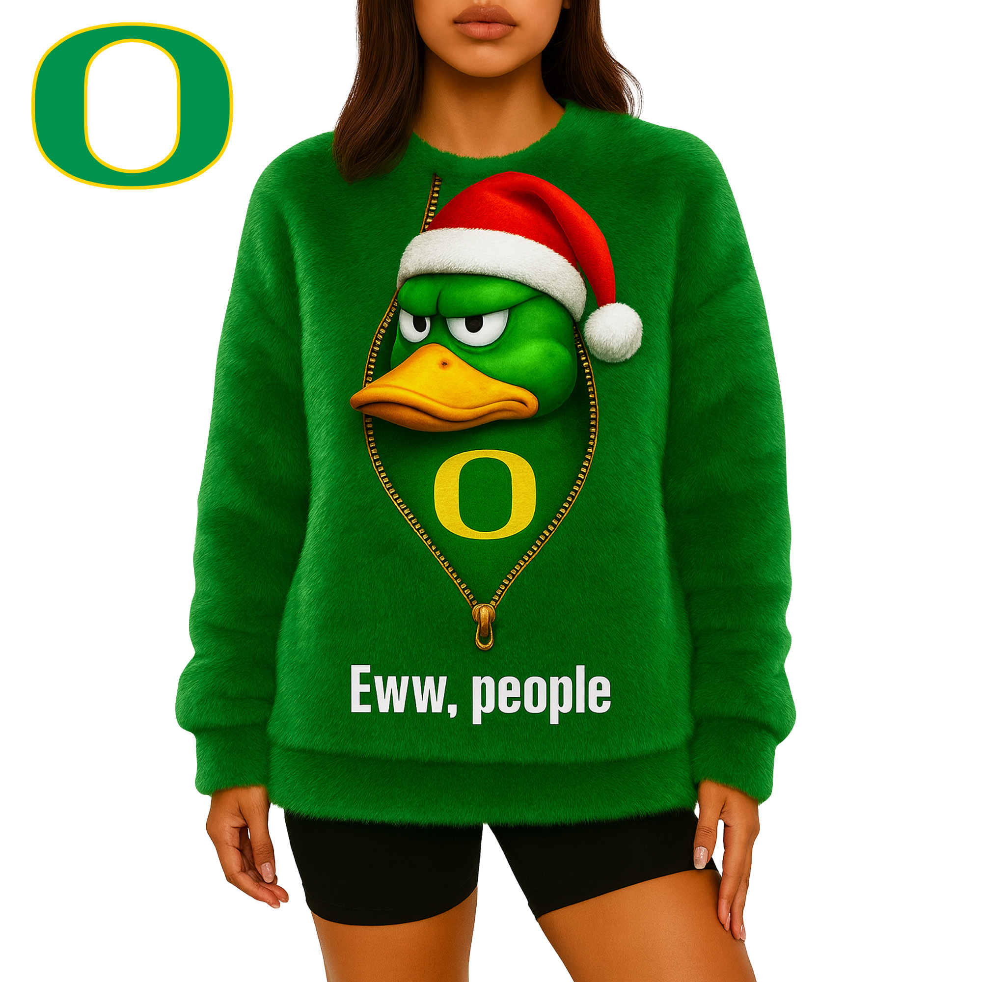 Oregon Ducks | Premium NCAA Mascot Eww People Christmas 3D Sweater - Image 3