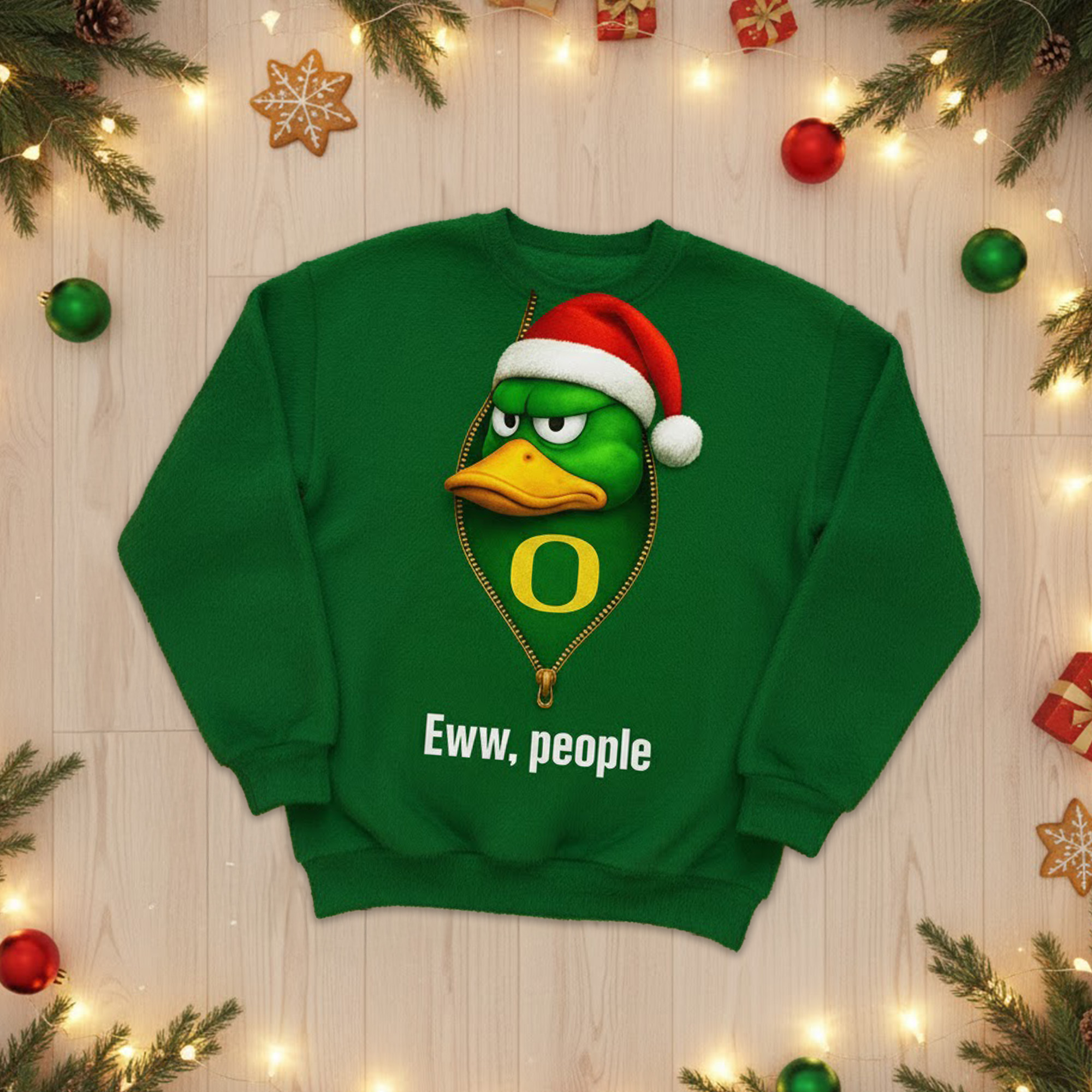 Oregon Ducks | Premium NCAA Mascot Eww People Christmas 3D Sweater - Image 2