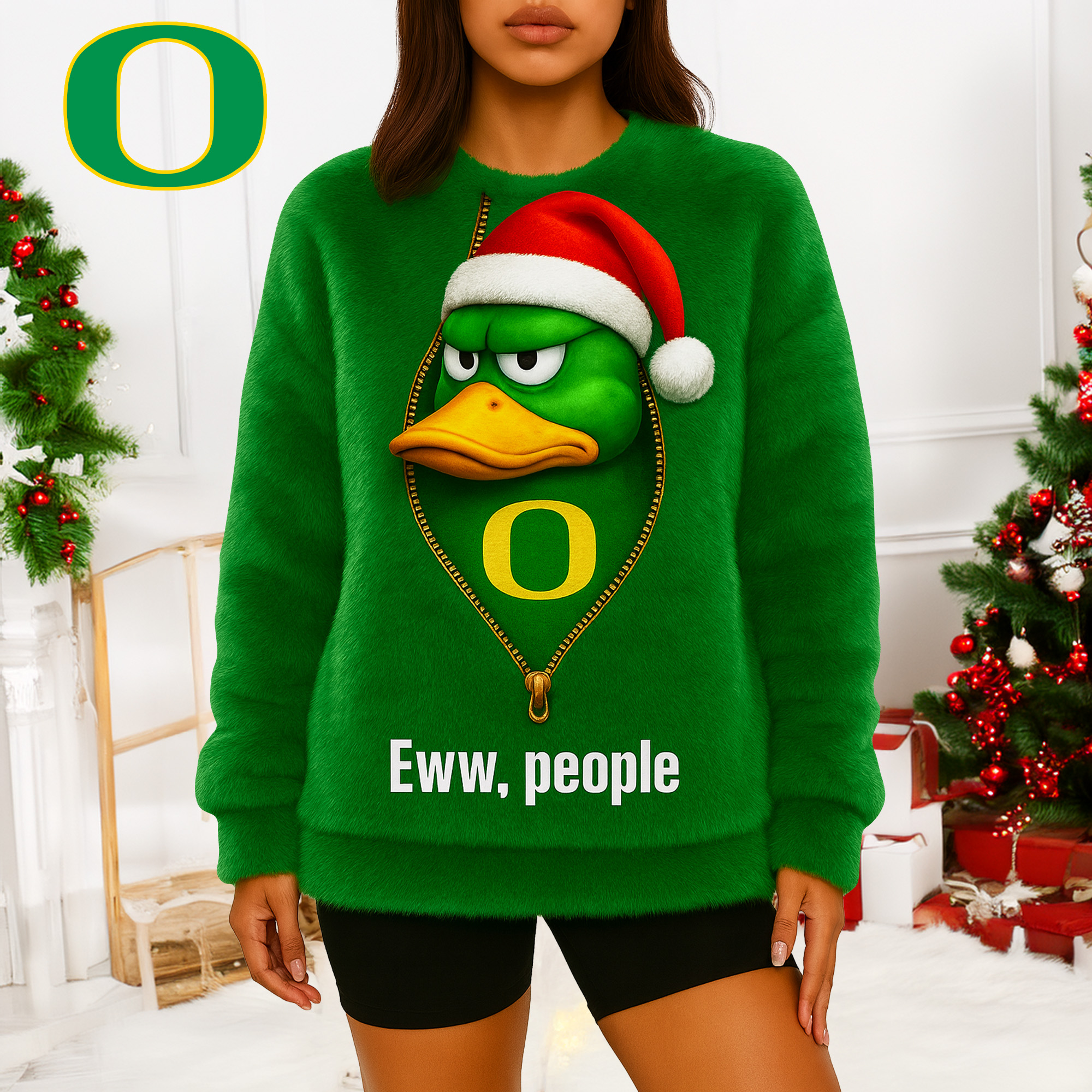 Oregon Ducks | Premium NCAA Mascot Eww People Christmas 3D Sweater