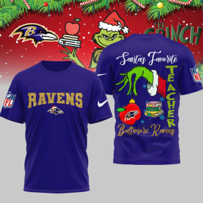 Baltimore Ravens | Premium NFL Festive Grinch Teacher 3D Shirt