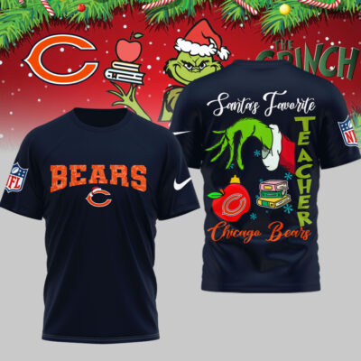 Chicago Bears | Premium NFL Festive Grinch Teacher 3D Shirt