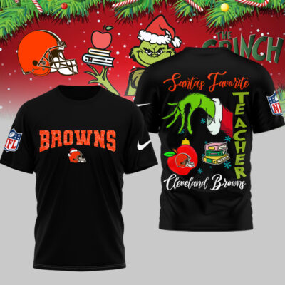 Cleveland Browns | Premium NFL Festive Grinch Teacher 3D Shirt