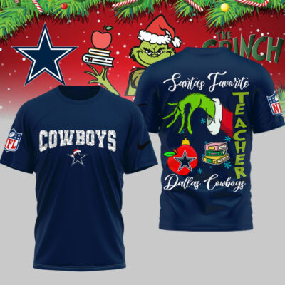Dallas Cowboys | Premium NFL Festive Grinch Teacher 3D Shirt