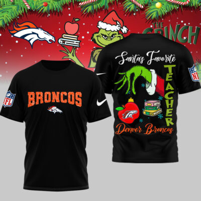 Denver Broncos | Premium NFL Festive Grinch Teacher 3D Shirt