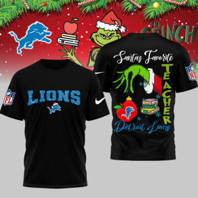 Detroit Lions | Premium NFL Festive Grinch Teacher 3D Shirt
