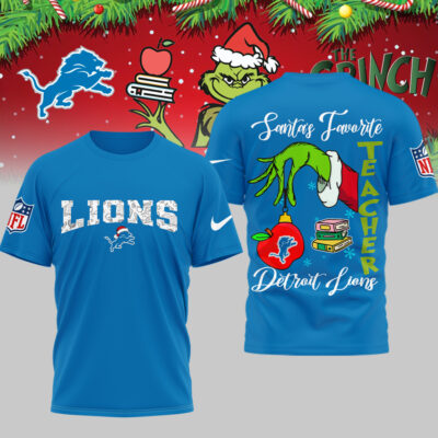 Detroit Lions | Premium NFL Festive Grinch Teacher 3D Shirt