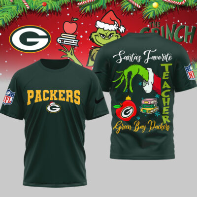 Green Bay Packers | Premium NFL Festive Grinch Teacher 3D Shirt