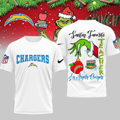 Los Angeles Chargers | Premium NFL Festive Grinch Teacher 3D Shirt