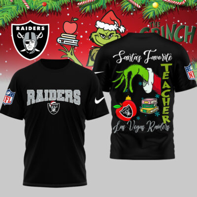 Las Vegas Raiders | Premium NFL Festive Grinch Teacher 3D Shirt