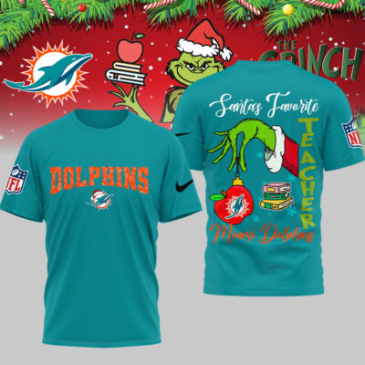 Miami Dolphins | Premium NFL Festive Grinch Teacher 3D Shirt