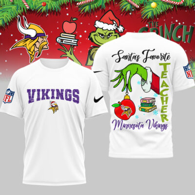 Minnesota Vikings | Premium NFL Festive Grinch Teacher 3D Shirt