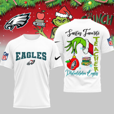 Philadelphia Eagles | Premium NFL Festive Grinch Teacher 3D Shirt