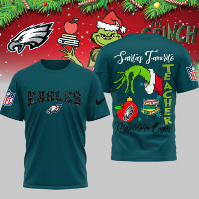 Philadelphia Eagles | Premium NFL Festive Grinch Teacher 3D Shirt