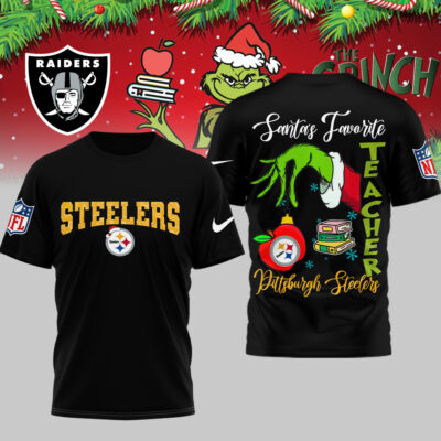 Pittsburgh Steelers | Premium NFL Festive Grinch Teacher 3D Shirt
