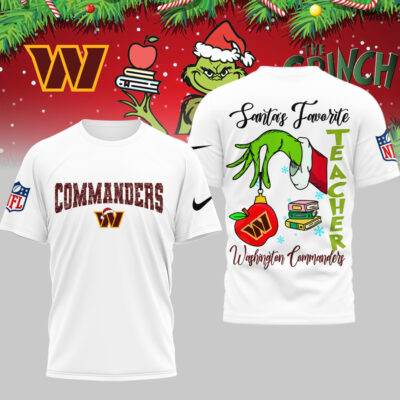Washington Commanders | Premium NFL Festive Grinch Teacher 3D Shirt