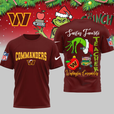 Washington Commanders | Premium NFL Festive Grinch Teacher 3D Shirt