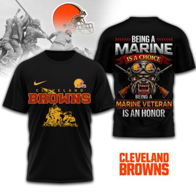 Cleveland Browns | Premium NFL Marine Veteran 3D Shirt - XL