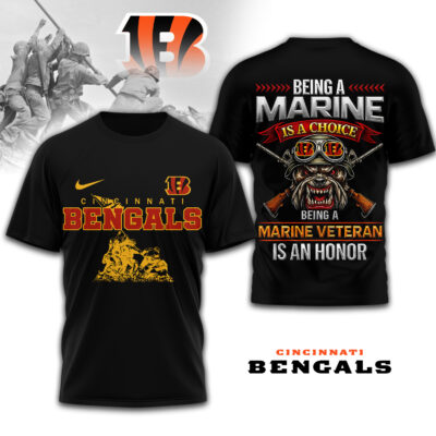 Cincinnati Bengals | Premium NFL Marine Veteran 3D Shirt - 2XL