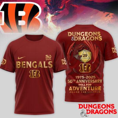 Cincinnati Bengals | Premium NFL Dungeons And Dragons 50th Anniversary Shirt - M