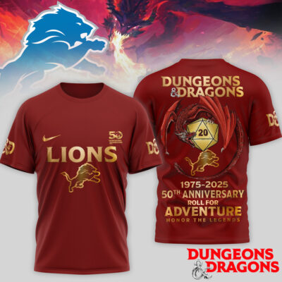 Detroit Lions | Premium NFL Dungeons And Dragons 50th Anniversary Shirt - M