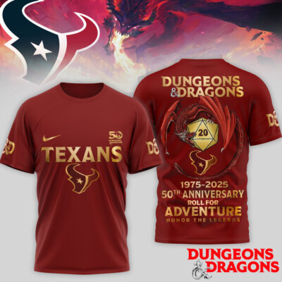 Houston Texans | Premium NFL Dungeons And Dragons 50th Anniversary Shirt - S