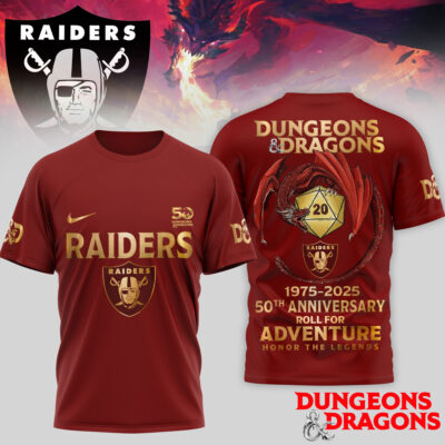 Las Vegas Raiders | Premium NFL Dungeons And Dragons 50th Anniversary Shirt - S