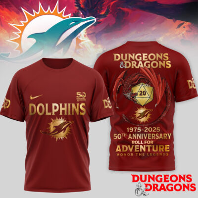 Miami Dolphins | Premium NFL Dungeons And Dragons 50th Anniversary Shirt - M