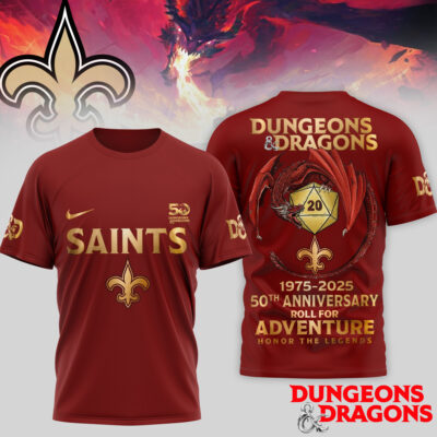New Orleans Saints | Premium NFL Dungeons And Dragons 50th Anniversary Shirt - L