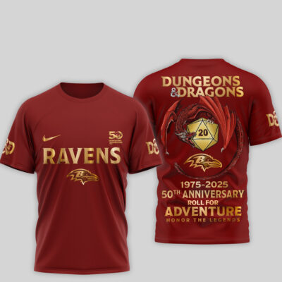 Baltimore Ravens | Premium NFL Dungeons And Dragons 50th Anniversary Shirt - 4XL