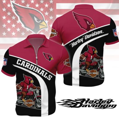 Arizona Cardinals | Premium NFL Harley-Davidson Polo With Zipper Shirt