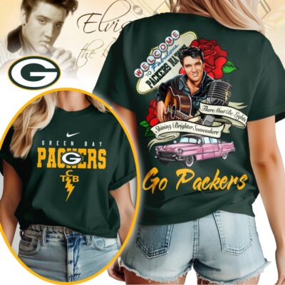 Green Bay Packers | Premium NFL Elvis Presley Rose Women Shirt